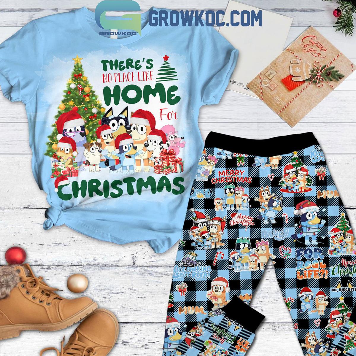 Bluey No Place Like Home Christmas For Real Life Fleece Pajamas Set 1 ciyGy