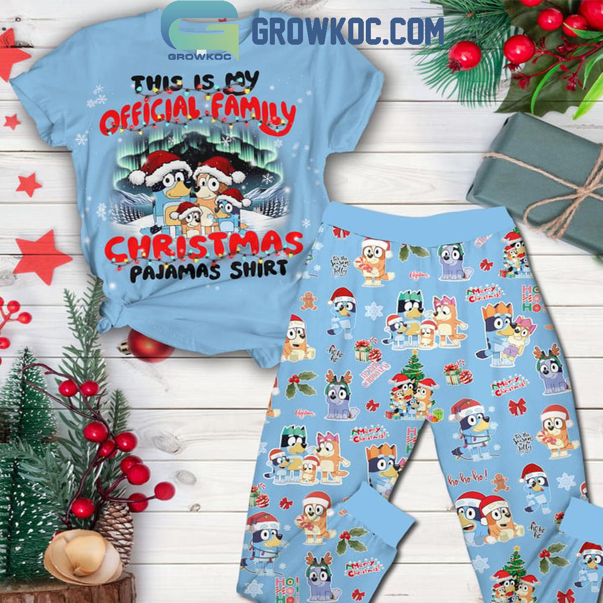 Bluey This Is Official Family Christmas Fleece Pajamas Set 1 Fe6FV