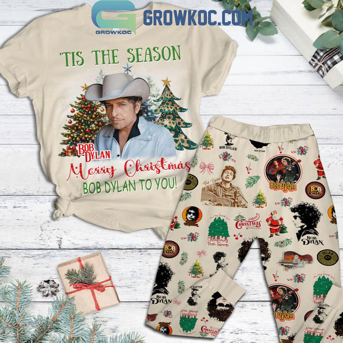 Bob Dylan Merry Christmas 2024 Dylan To You Fleece Pajamas Set 1 JVkKd