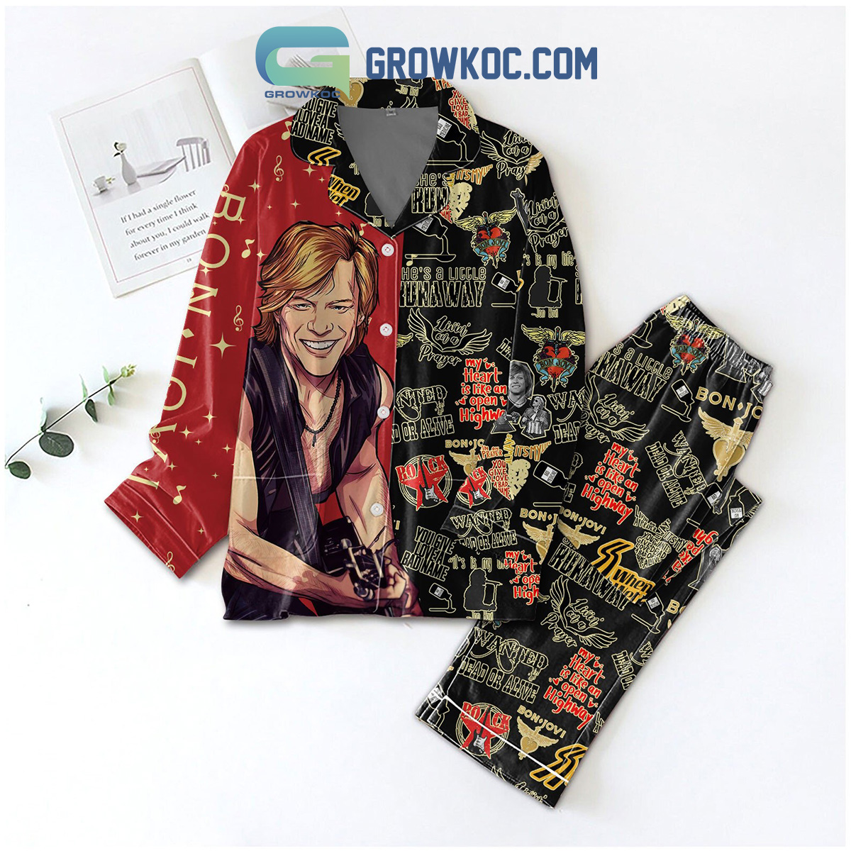 Bon Jovi Rock Give Love A Bad Name Polyester Pajamas Set2B1 k1T3A