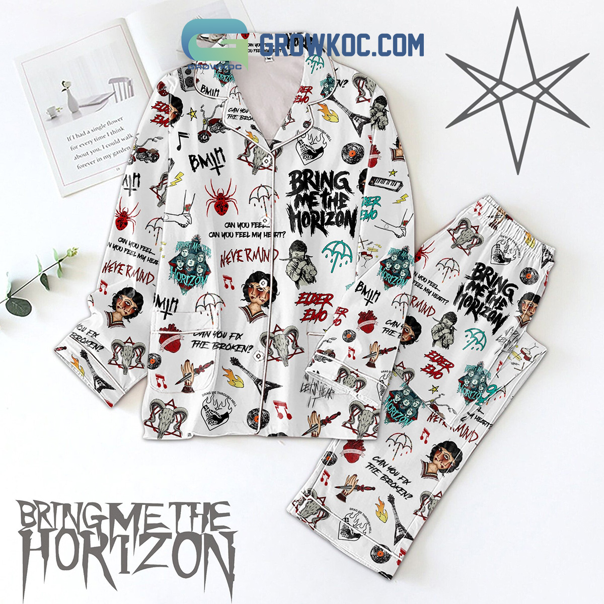 Bring Me The Horizon Can You Fix The Broken Polyester Pajamas Set2B1 ZdoEh