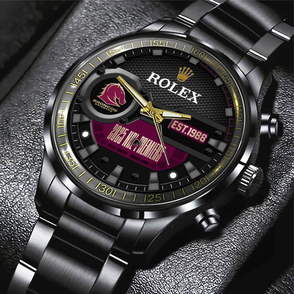 Brisbane Broncos x Rolex 2025 Premiers Black Stainless Steel Watch MAITM13199