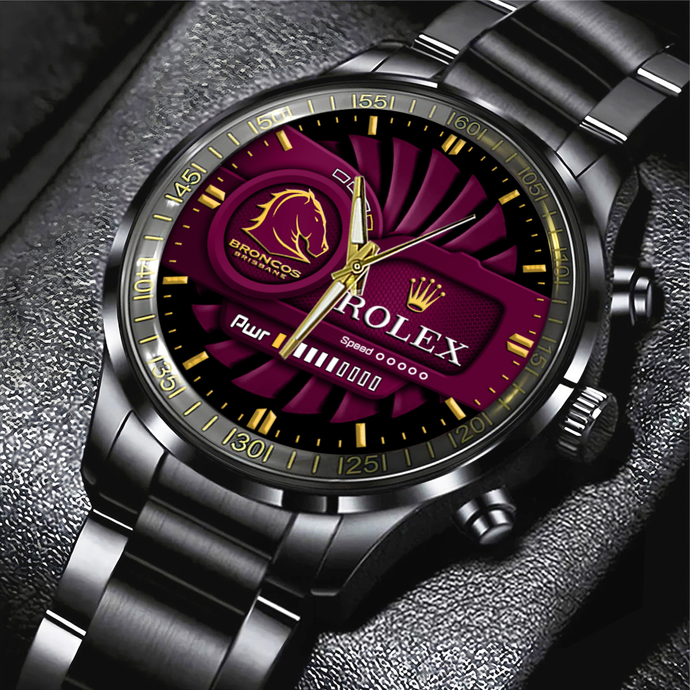 Brisbane Broncos x Rolex Black Stainless Steel Watch MAITM13198 2