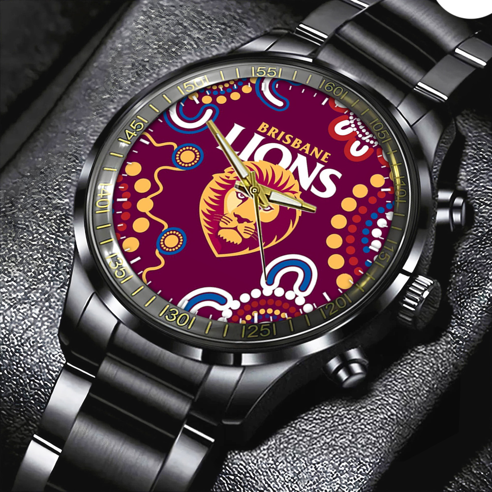 Brisbane Lions Black Stainless Steel Watch HOATT6389