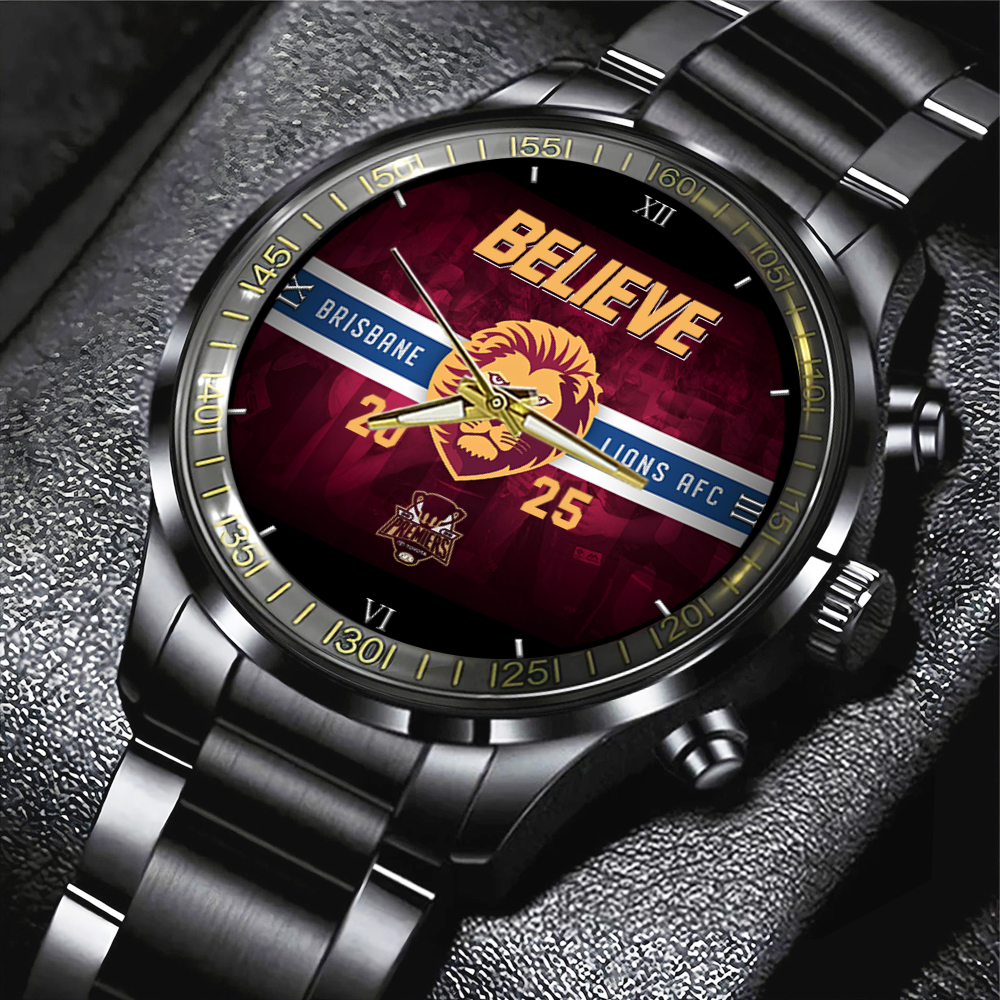 Brisbane Lions Premiers 2025 Black Stainless Steel Watch GNE4503 Hanh 1