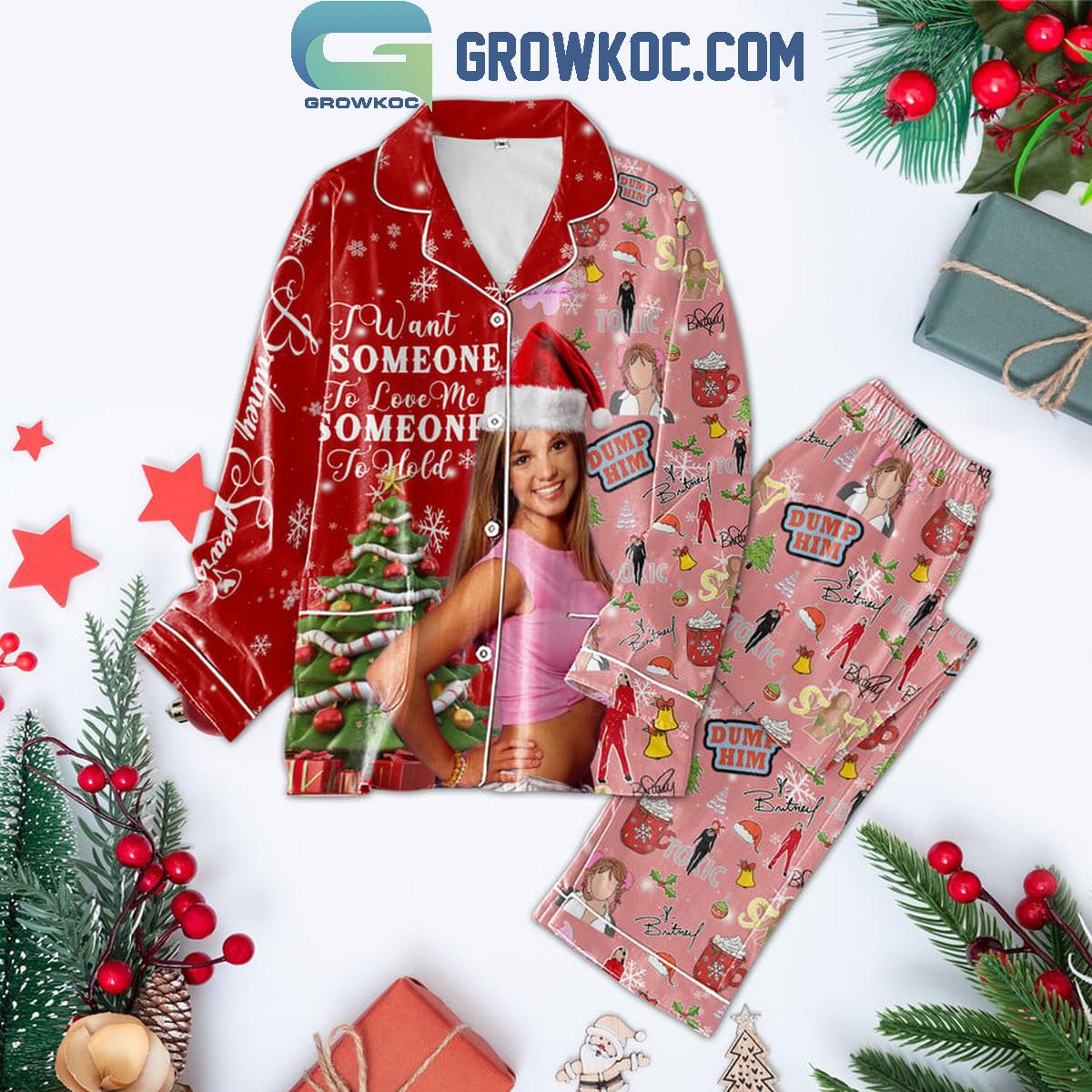 Britney Spears Christmas Someone To Love Me Someone Hold Me Polyester Pajamas Set 1 twzAY