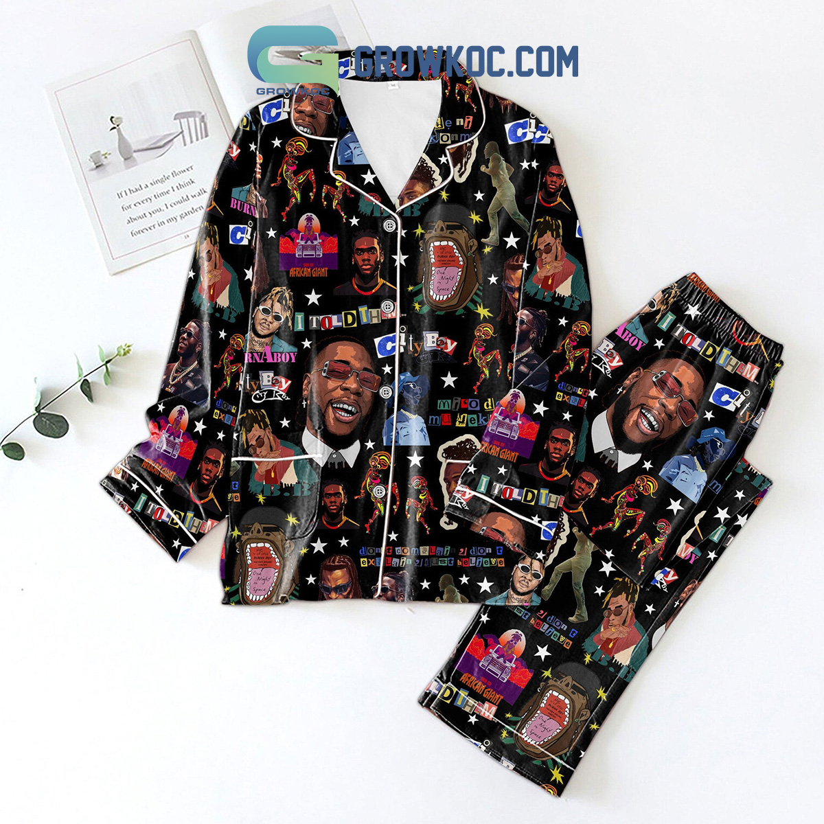 Burna Boy Told Him Black Design Polyester Pajamas Set2B1 lEIyx