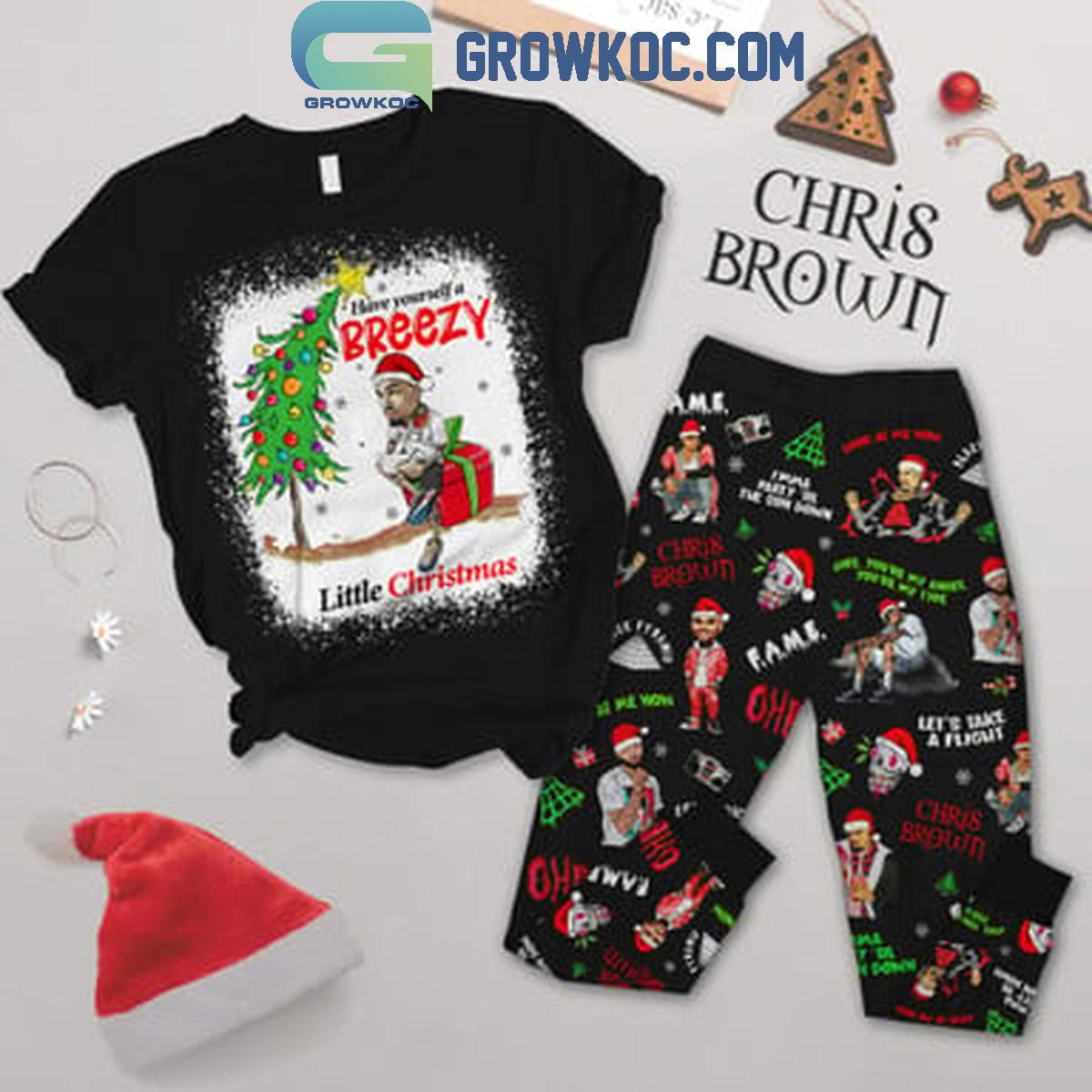 Chris Brown Have Yourself A Breezy Little Christmas Fleece Pajamas Set 1 TKjV4