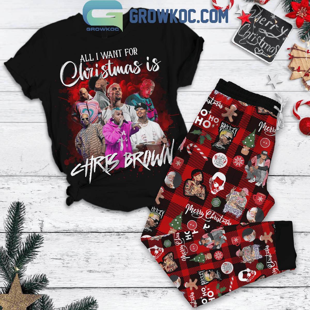 Chris Brown Is All I Want For Christmas 2024 Fleece Pajamas Set 1 qQuta