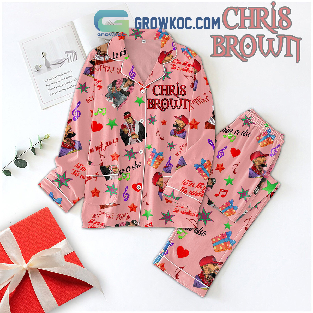 Chris Brown Ruff You Up Valentine Polyester Pajamas Set2B1 aGYkf