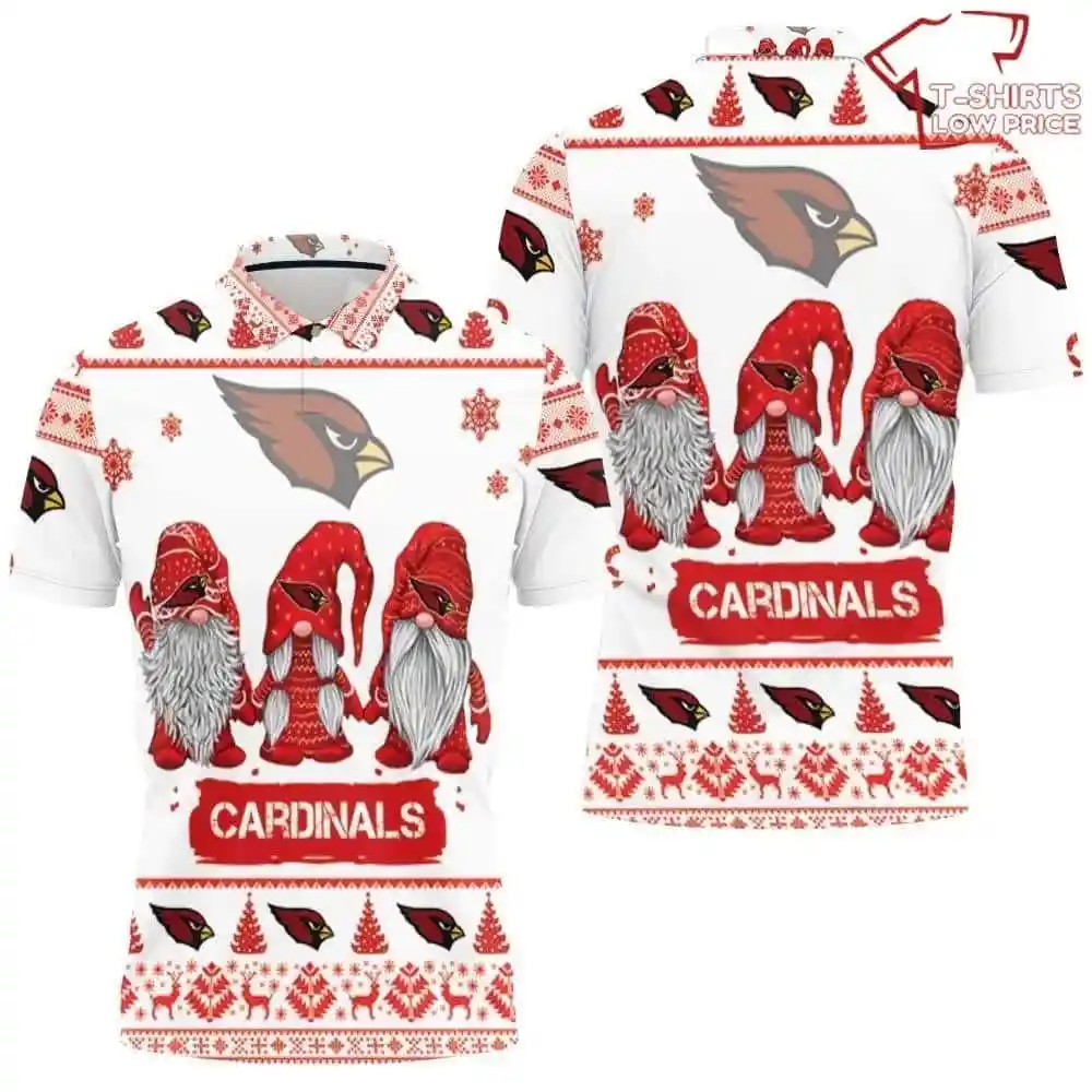 Christmas Gnomes Arizona Cardinals Ugly Sweatshirt Christmas 3D Polo Shirt 1