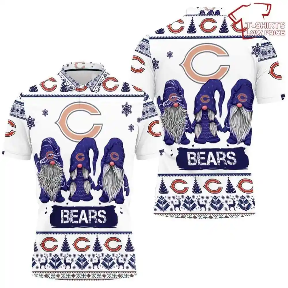 Christmas Gnomes Chicago Bears Ugly Sweatshirt Christmas 3D Polo Shirt 1