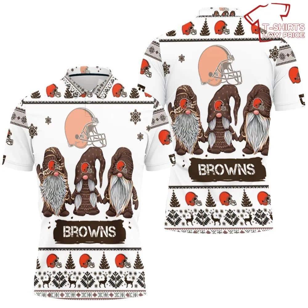 Christmas Gnomes Cleveland Browns Ugly Sweatshirt Christmas 3D Polo Shirt 1