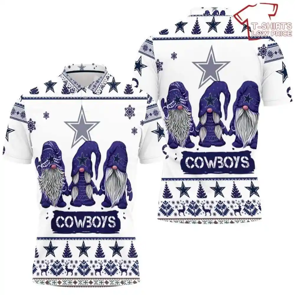 Christmas Gnomes Dallas Cowboys Ugly Sweatshirt Christmas 3D Polo Shirt 1