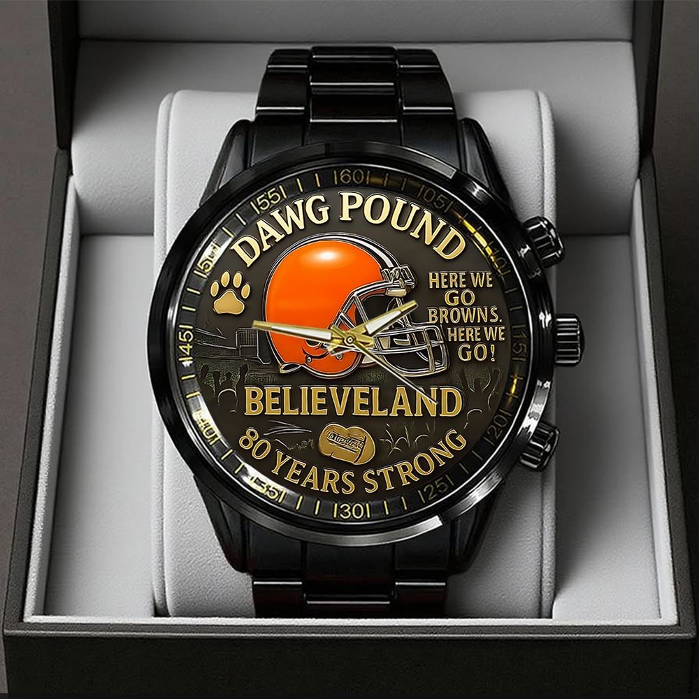Cleveland Browns Black Stainless Steel Watch TANTN16835