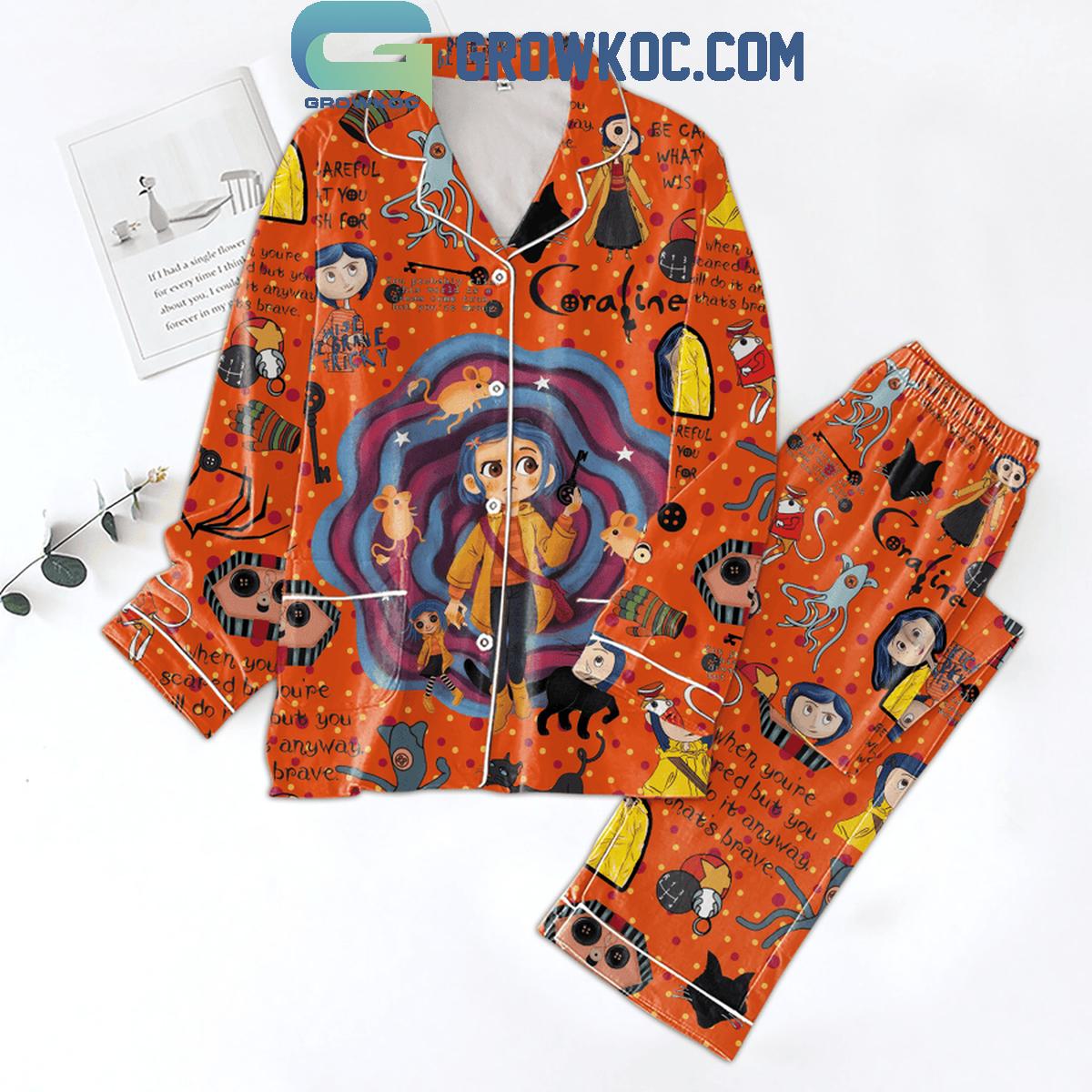Coraline When Youre Scared But You Still Do It Anyway Polyester Pajamas Set 1 h2xeL