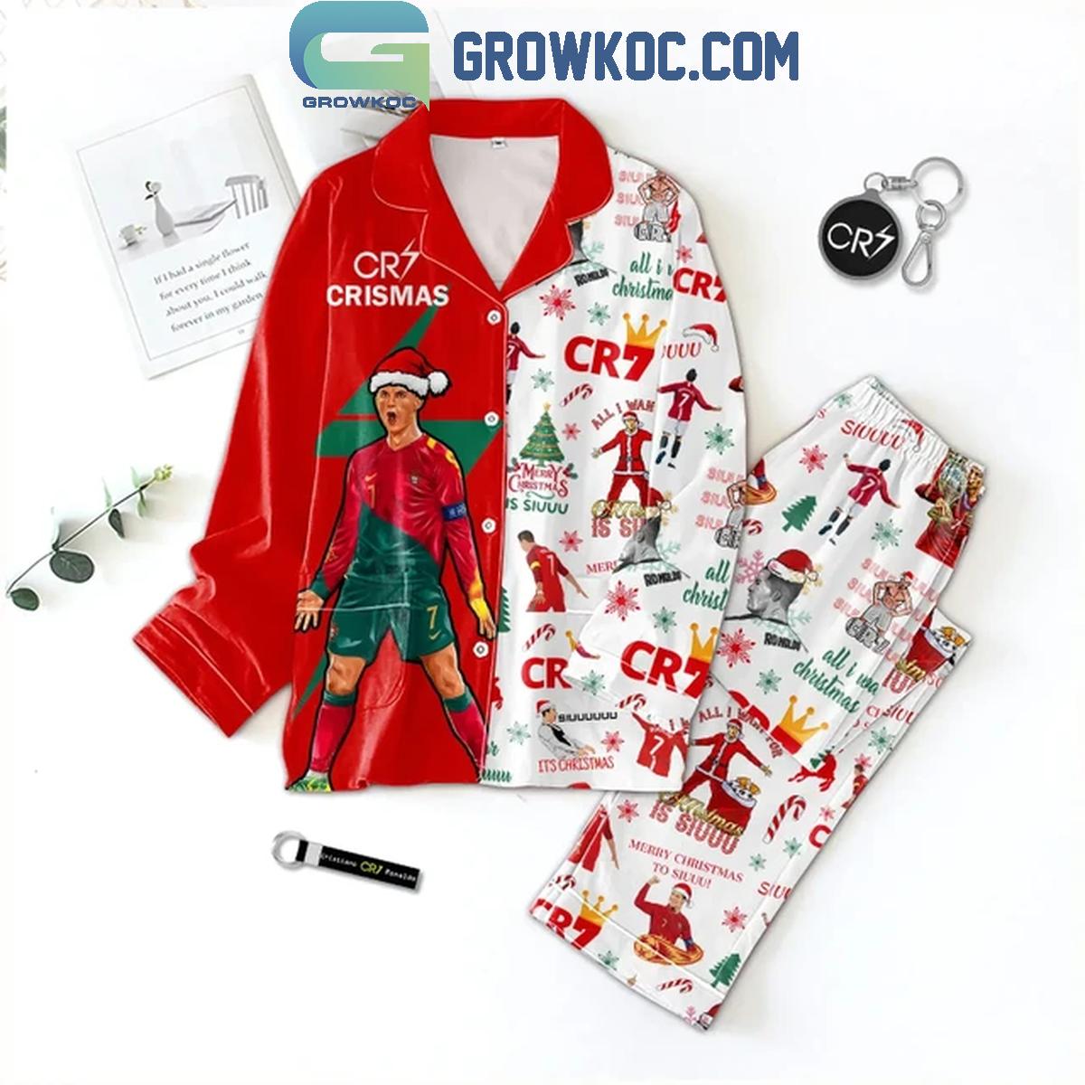 Cristiano Ronaldo Team CR7 Merry Christmas To Siuu Polyester Pajamas Set 1 z24b0