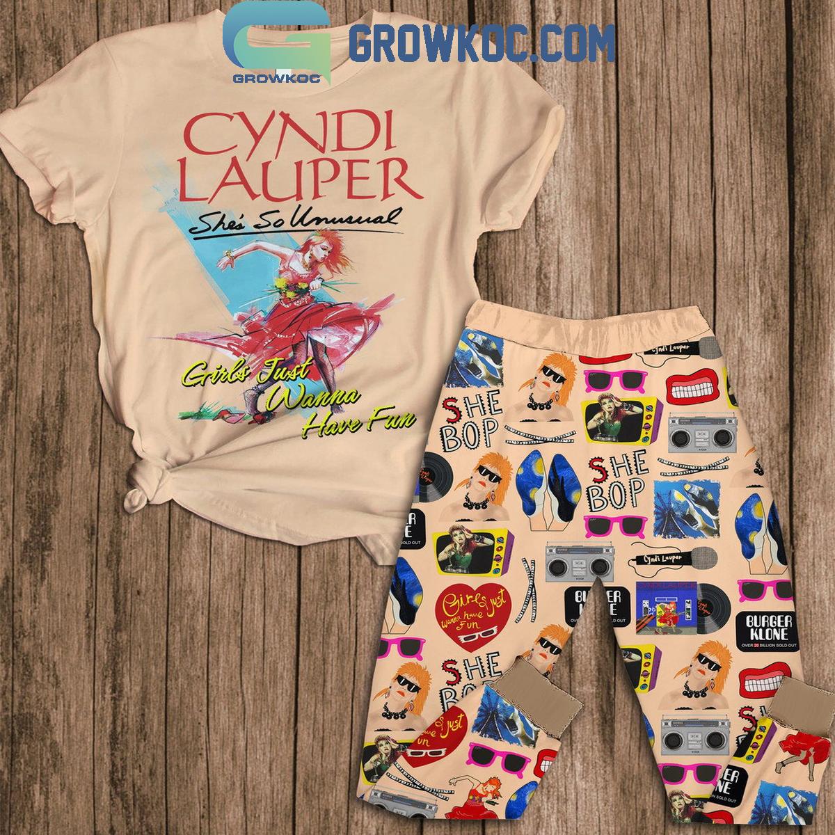 Cyndi Lauper Shes So Unsual 2024 Holidays Fleece Pajamas Set 1 scyby