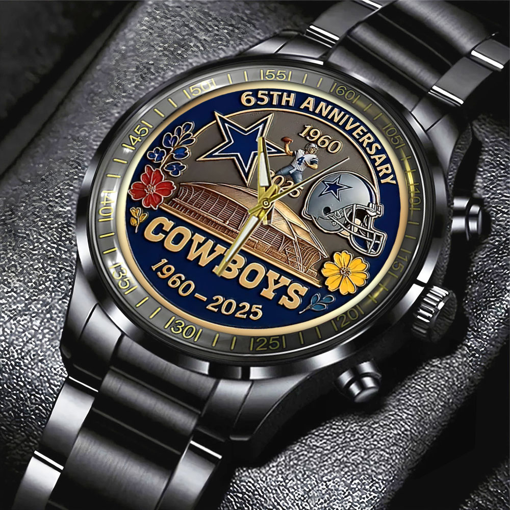 Dallas Cowboys 65th anniversary Black Stainless Steel Watch E28093 HOATT13565