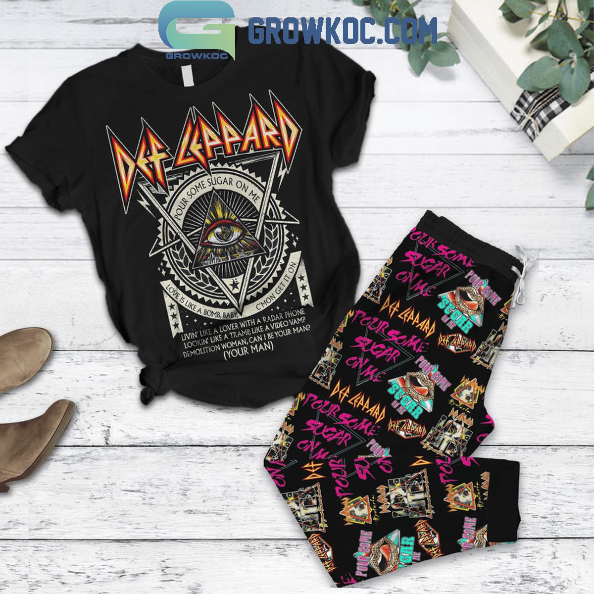 Def Leppard Pour Some Sugar On Me Fleece Pajamas Set 1 iGHFK