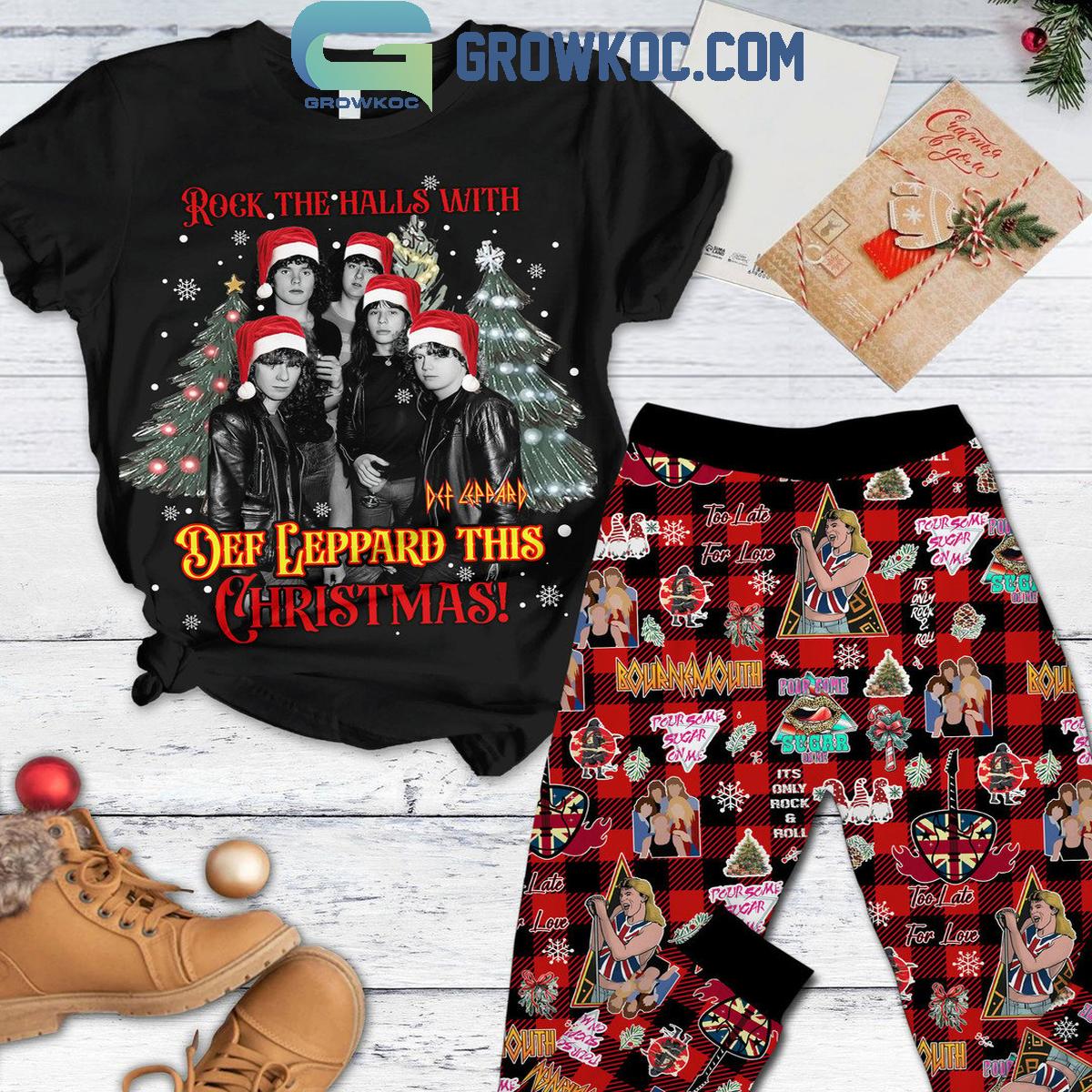 Def Leppard Rock The Hall With This Christmas Fleece Pajamas Set 1 oMniv
