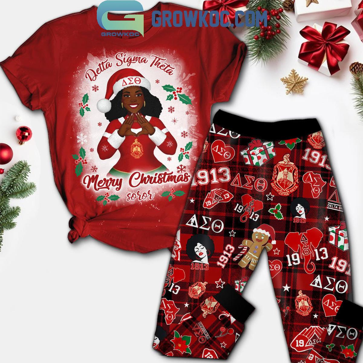 Delta Sigma Theta 2024 Merry Christmas Soror Holidays Fleece Pajamas Set 1 h4dMj