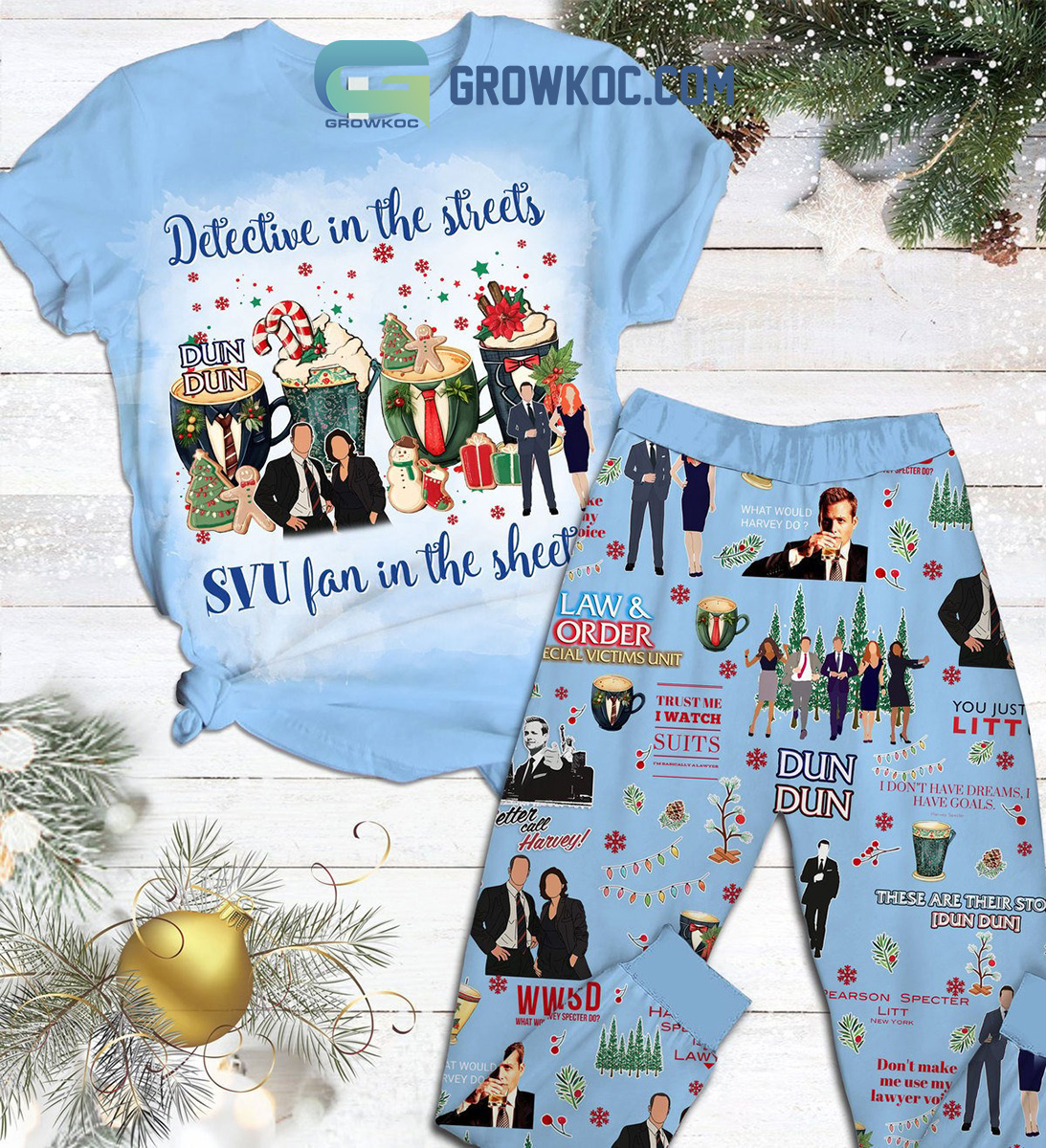 Detective In The Streets Law And Order Fan In The Sheet Pajamas Set2B1 ccrNN