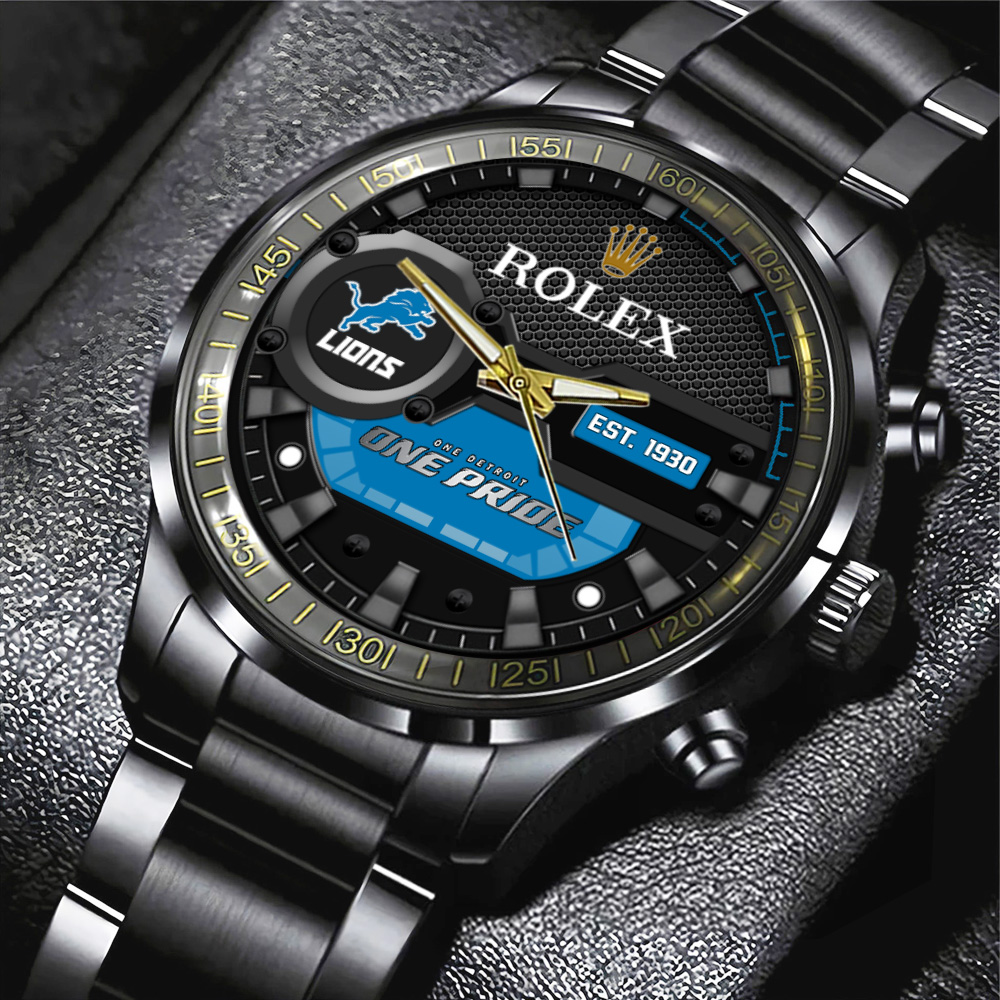 Detroit Lions x Rolex Black Stainless Steel Watch MAITM7435