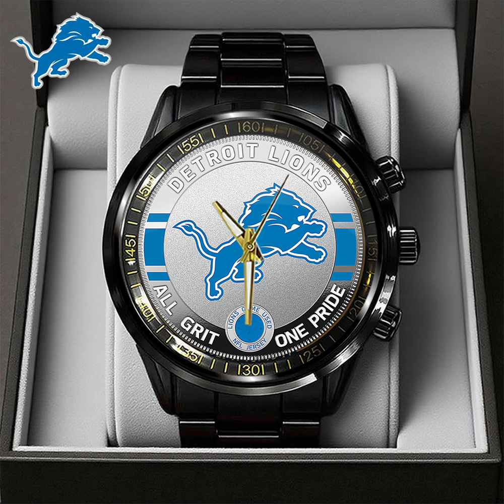 Detroit Lions Black Stainless Steel Watch TANTN15888 MK1