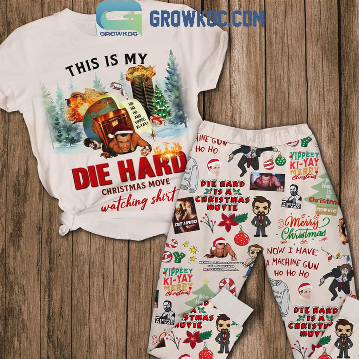 Die Hard Action Film This Is My Christmas Movie 2024 Watching Fleece Pajamas Set 1 IM8bu