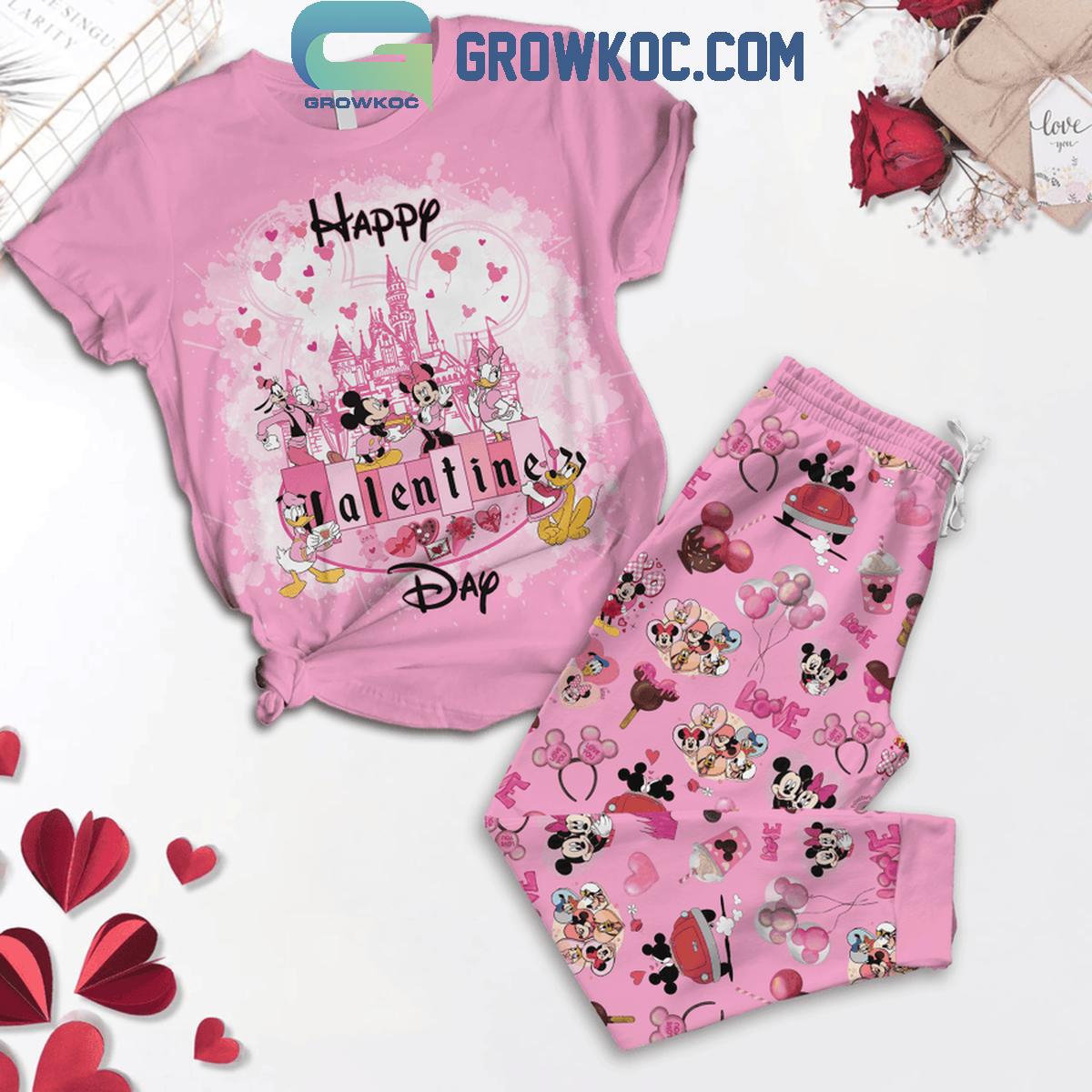 Disney Mickey Mouse Happy Valentines Day 2025 Fleece Pajamas Set 1 ctrB3