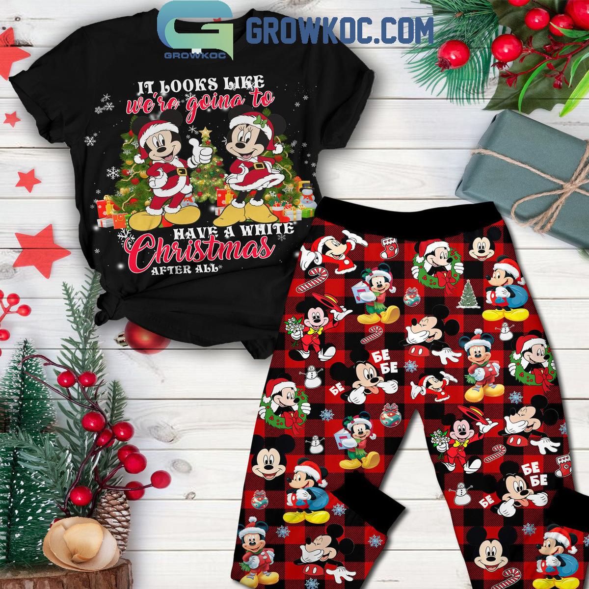 Disney Mickey Mouse Were Gonna To Have A White Christmas Fleece Pajamas Set 1 ohTnk