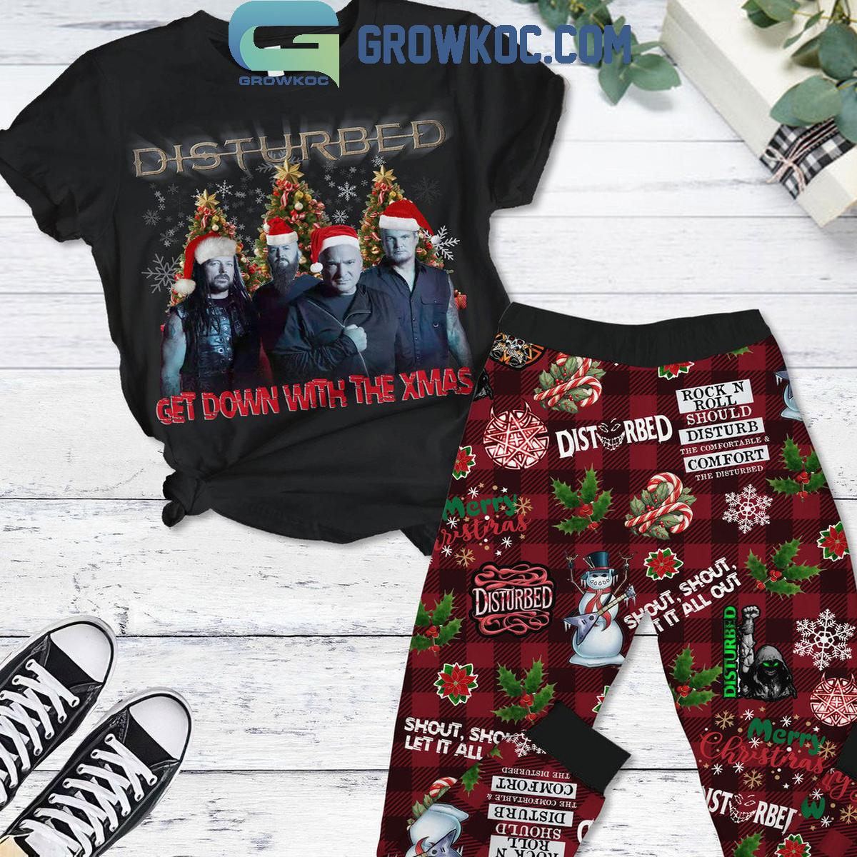 Disturbed Get Down With The Xmas Christmas Fleece Pajamas Set 1 W2mQ8