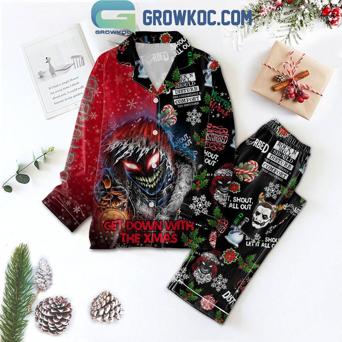 Disturbed Get Down With The Xmas Christmas Polyester Pajamas Set 1 cfE58