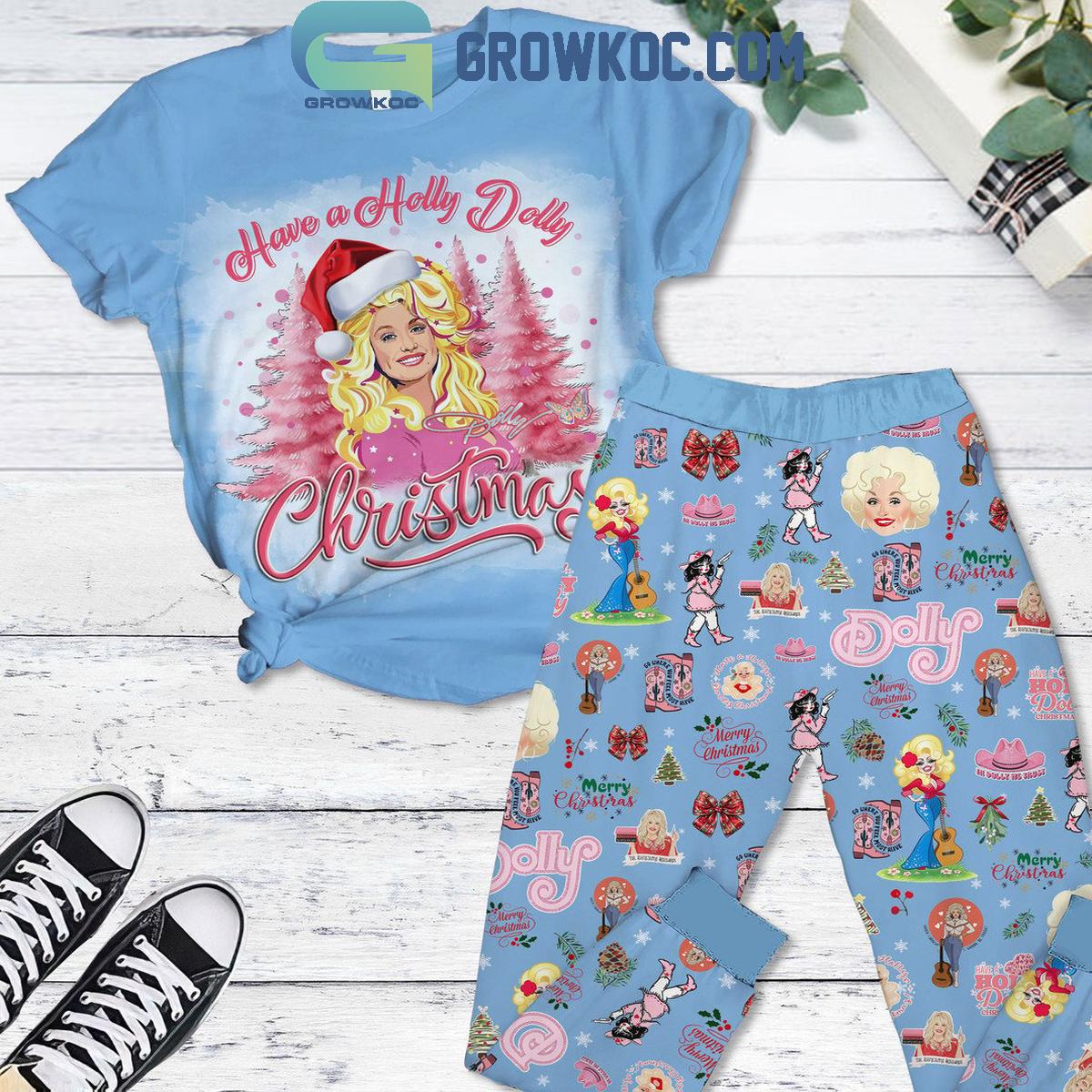 Dolly Parton Have A Holly Dolly 2024 Christmas Fleece Pajamas Set 1 02BQ2