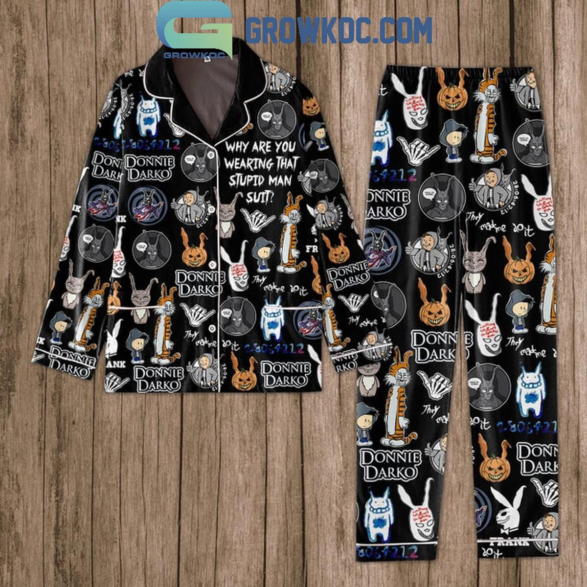 Donnie Darko Why Are You Wearing That Stupid Man Suit Polyester Pajamas Set 1 r2kNf