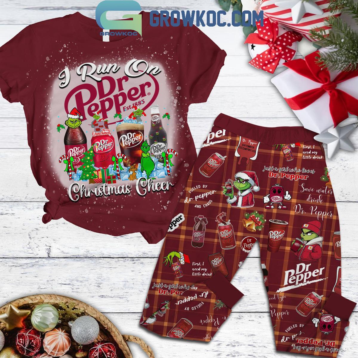 Dr. Pepper I Run On Dr. Pepper Christmas Cheer Fleece Pajamas Set 1 VSQnG