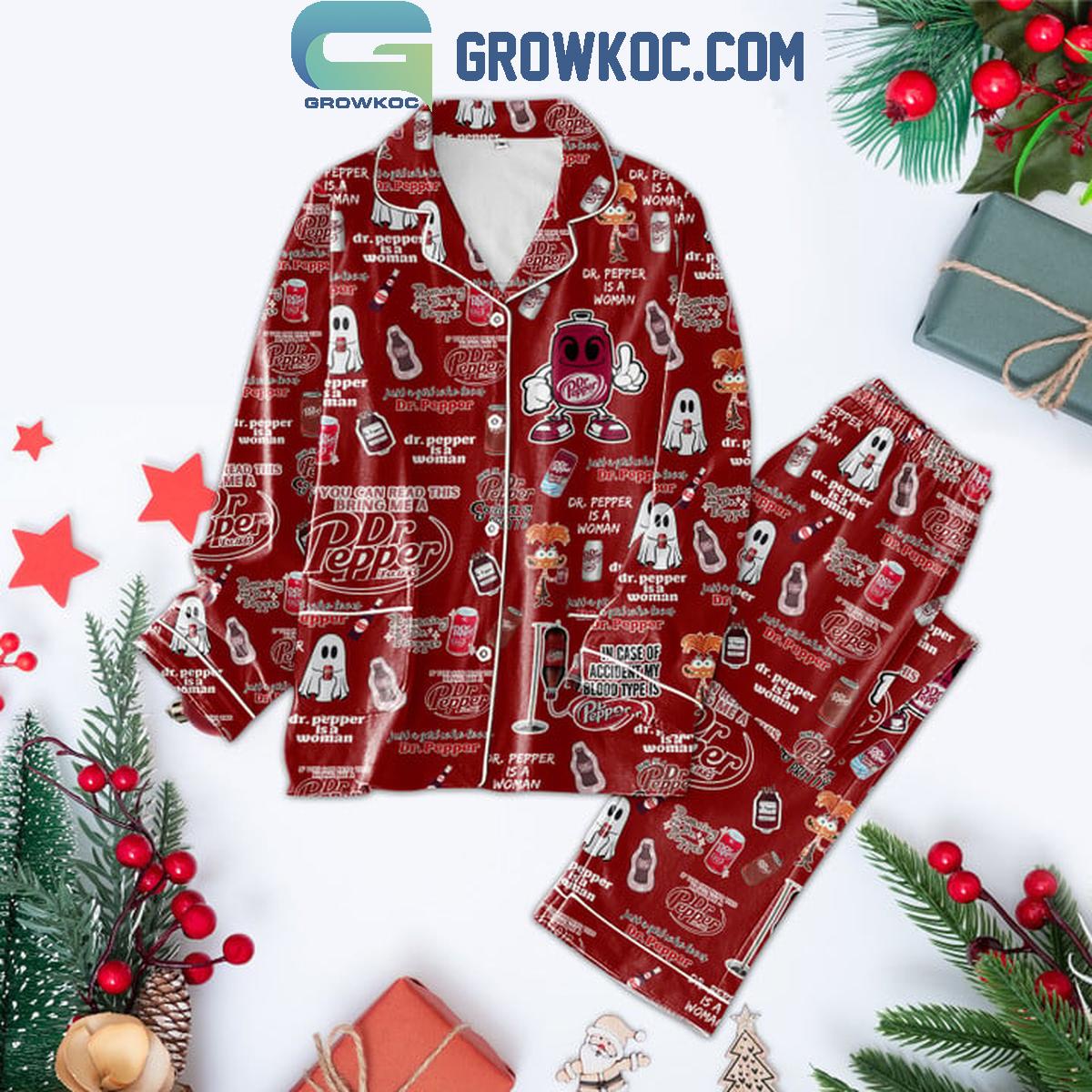 Dr. Pepper My Blood Type Is Dr. Pepper Christmas Polyester Pajamas Set 1 jgTe0