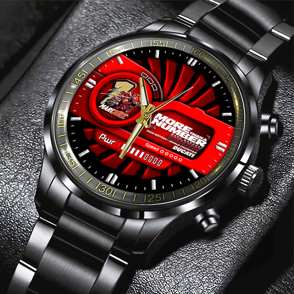 Ducati Lenovo Team x Marc Marquez 2025 World Champion Black Stainless Steel Watch E28093 HOATT13559 1
