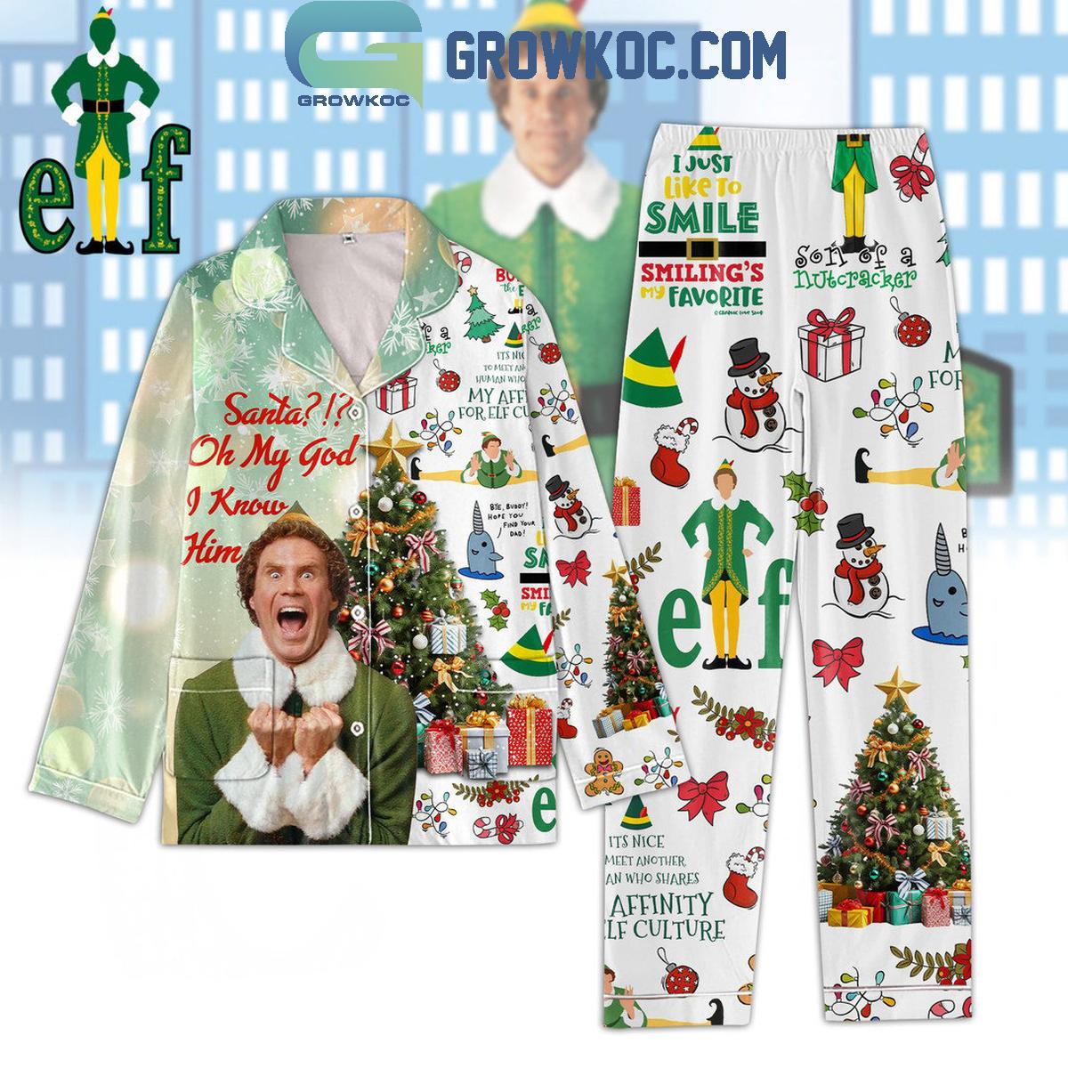 Elf Christmas Santa Oh My God I Know Him Polyester Pajamas Set 1 pZDGf