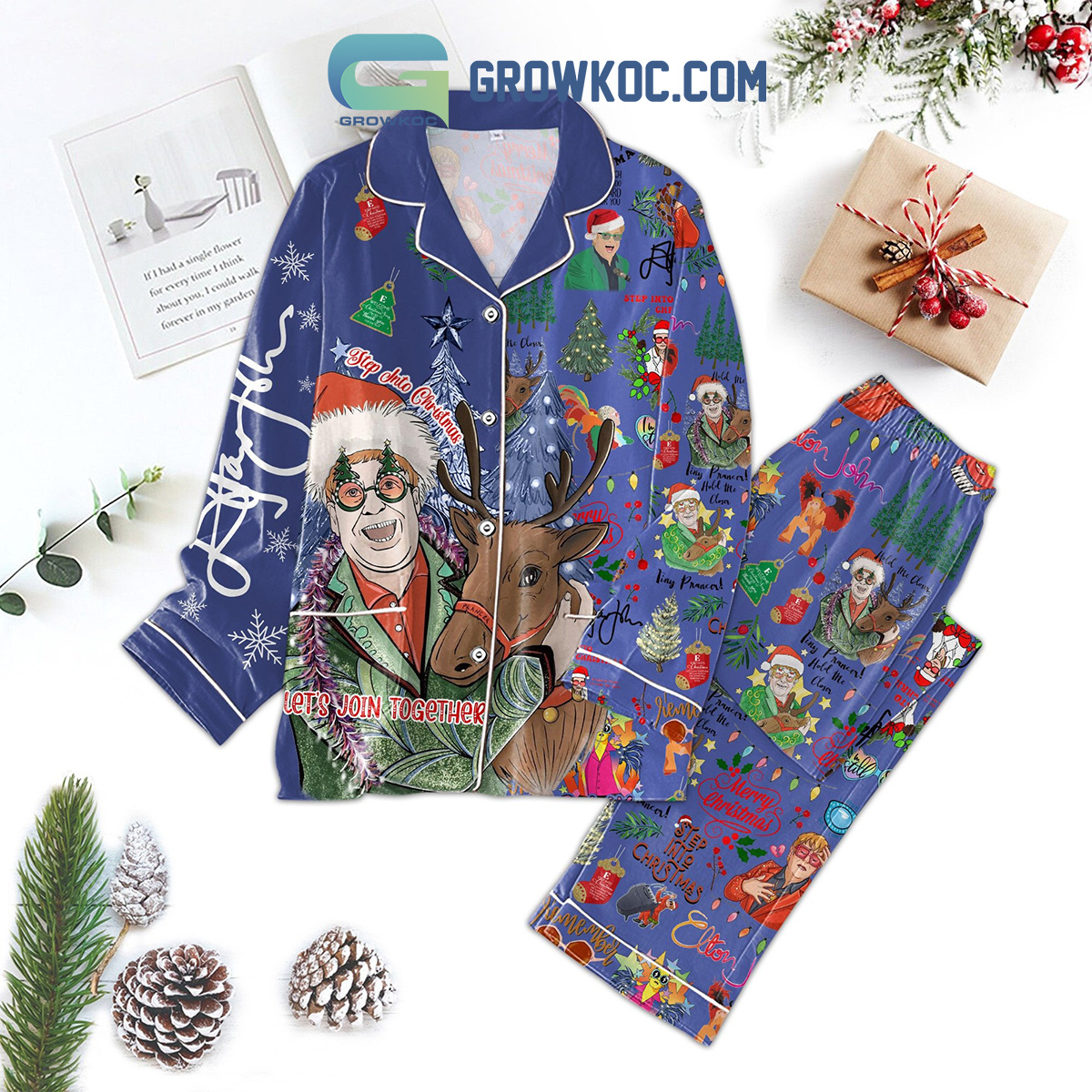 Elton John Step Into Christmas Lets Join Together Pajamas Set2B1 3woYj