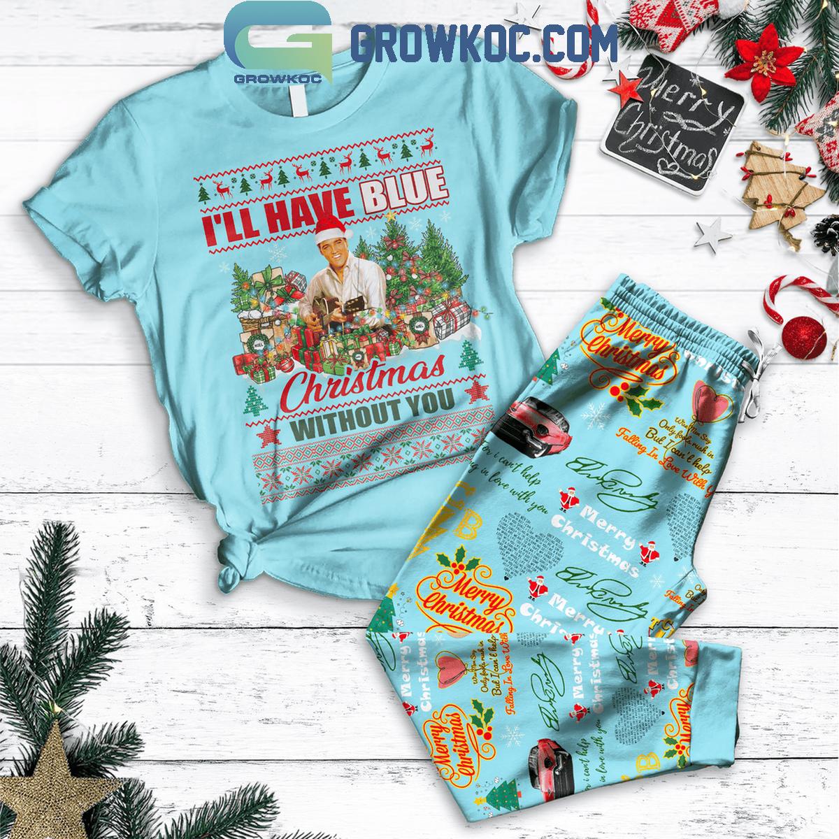 Elvis Presley Ill Have Blue Christmas Without You 2024 Fleece Pajamas Set 1 8gQXq