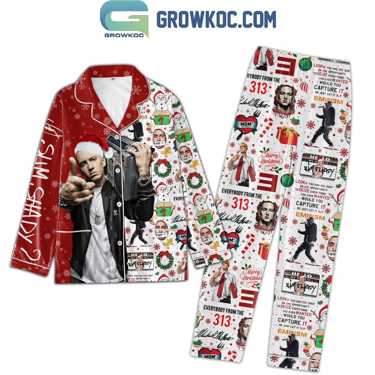 Eminem Merry Christmas B Rabbit Slim Shady Polyester Pajamas Set 1 ESnpF