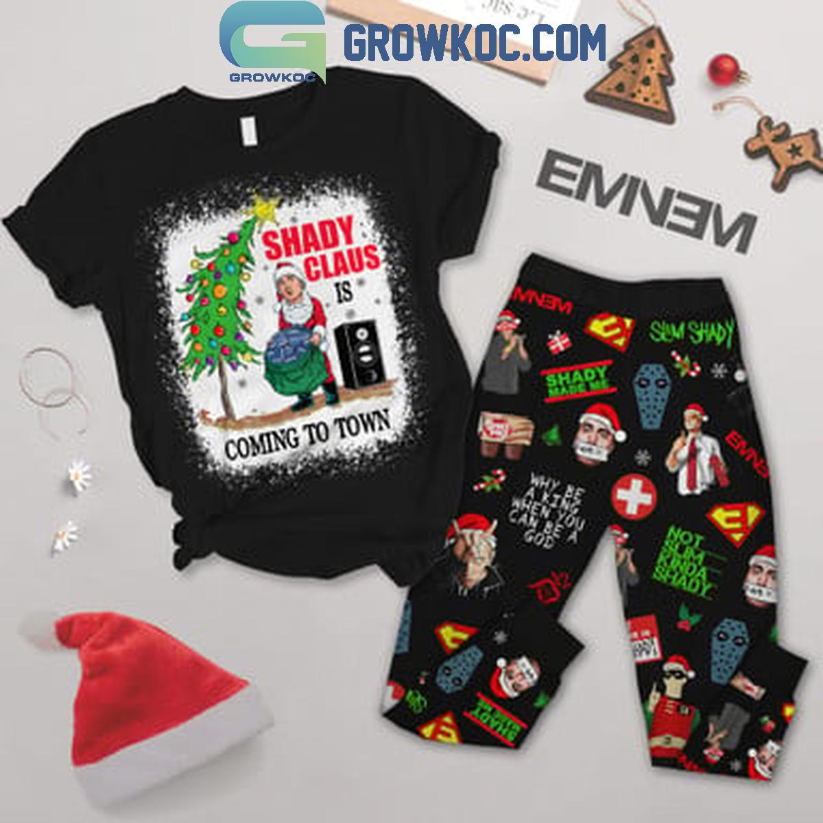 Eminem Shady Claus Is Coming To Town Christmas Fleece Pajamas Set 1 gjsVM