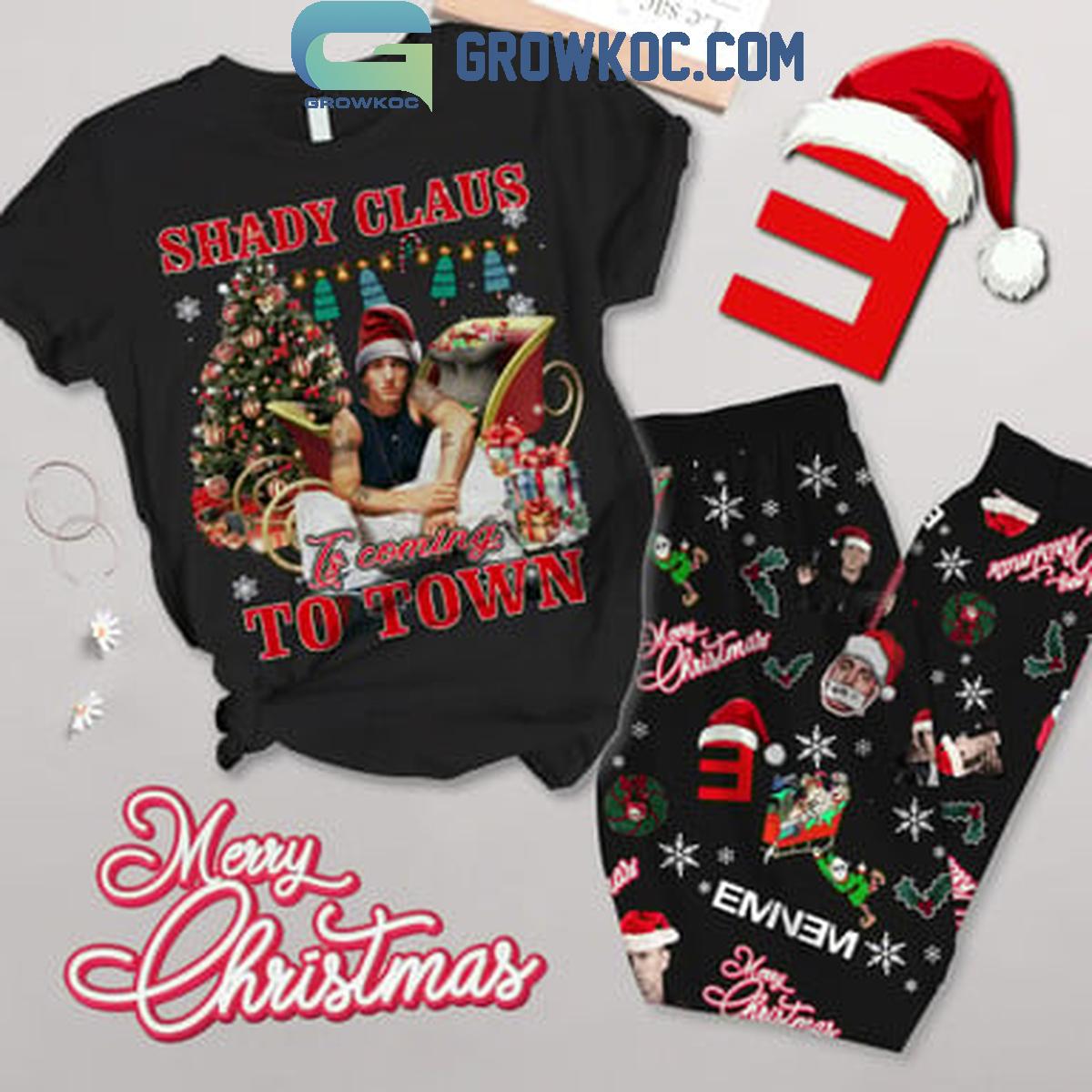 Eminem Shady Claus Is Coming To Town Fleece Pajamas Set 1 Uwocu