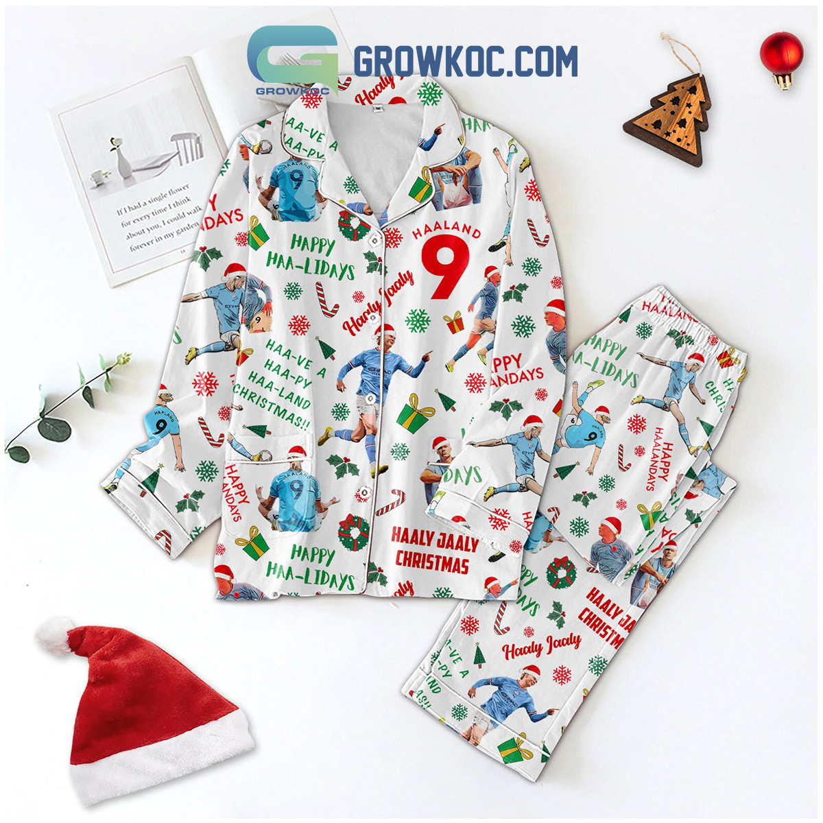 Erling Haaland Happy Haalandays Christmas Polyester Pajamas Set2B1 izQ46