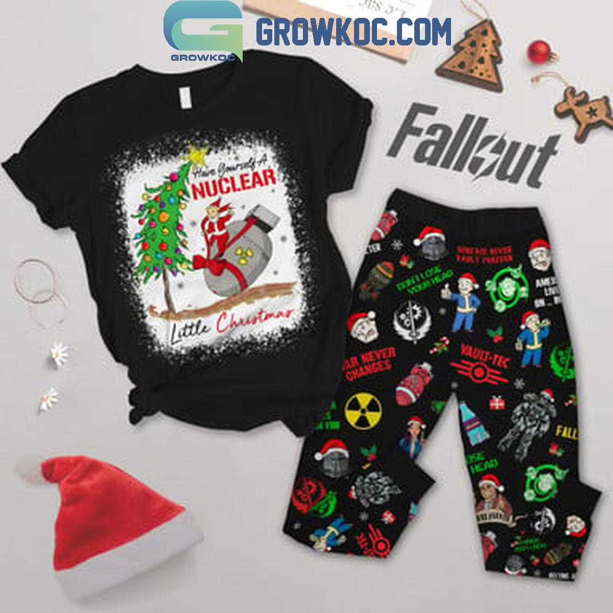 Fallout Have Yourself A Nuclear Little Christmas Fleece Pajamas Set 1 p6PgV