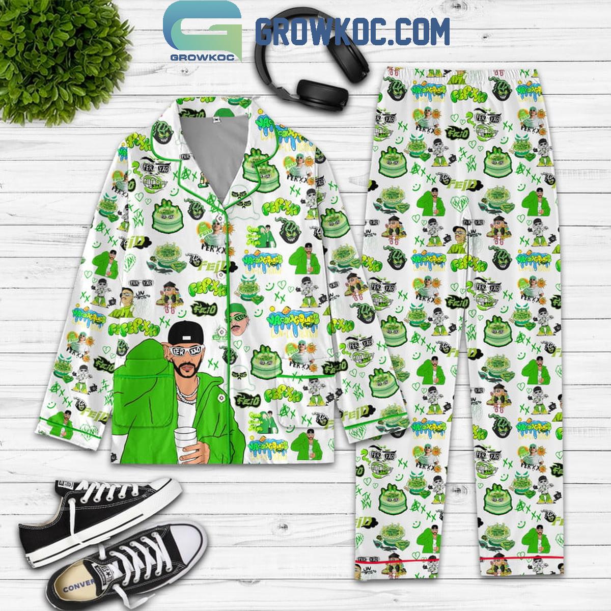 Feid Frexxo Green Love Fan Polyester Pajamas Set 1 fXTz3