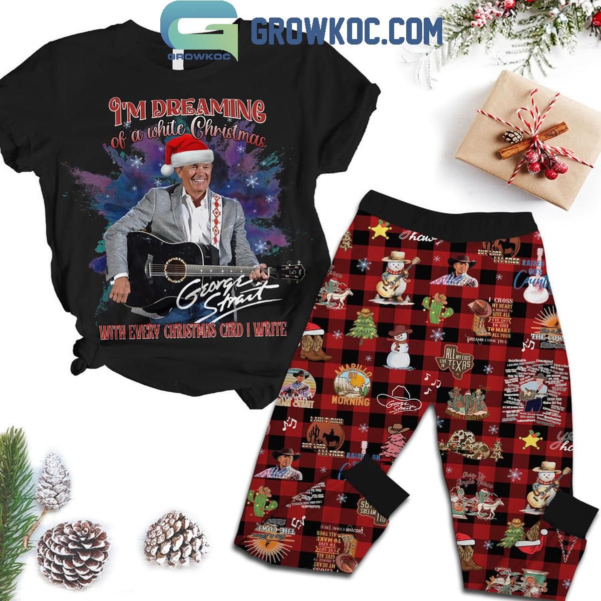 George Strait Im Dreaming Of A White Christmas 2024 Fleece Pajamas Set 1 Q29xy
