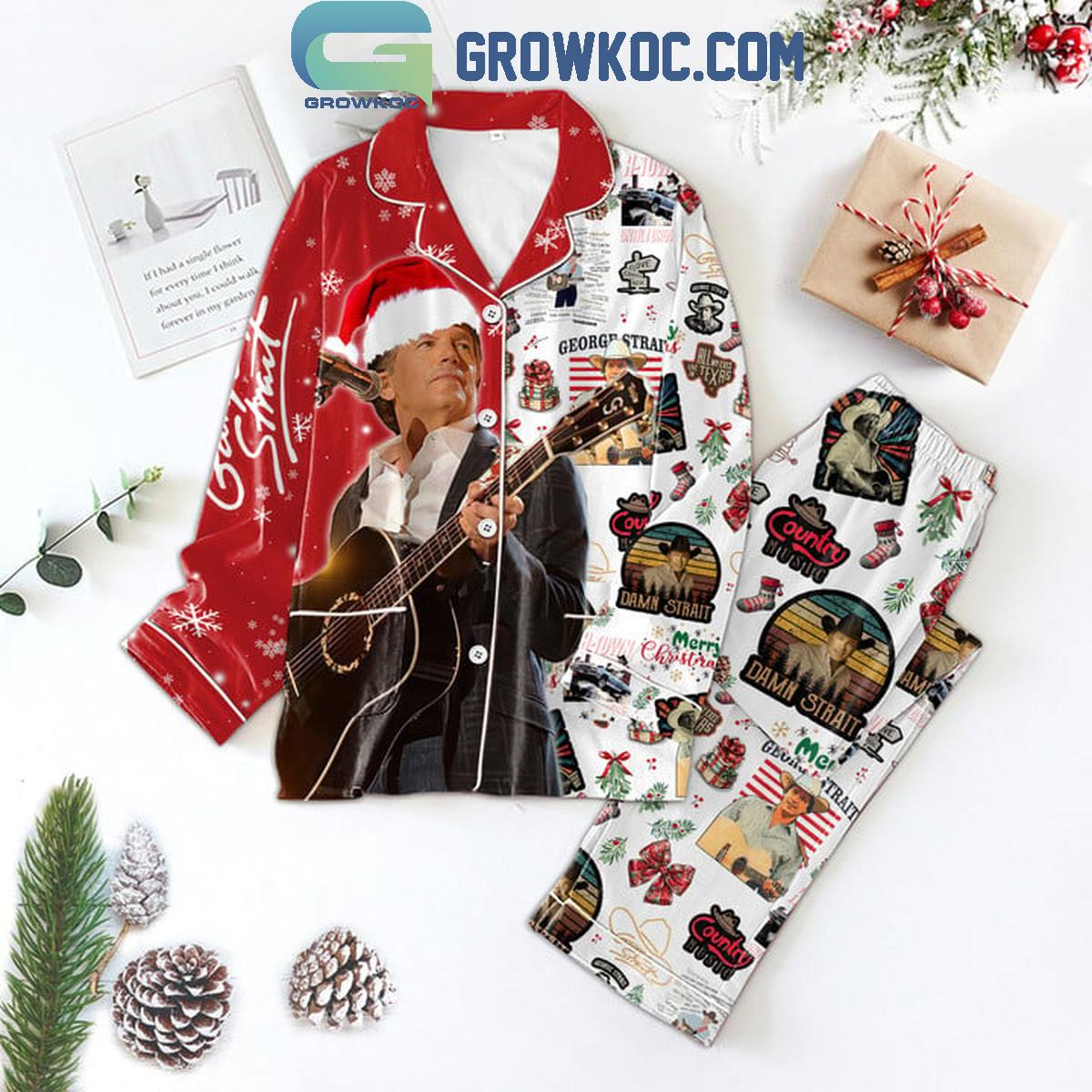 George Strait Merry Christmas And Happy New Year 2025 Polyester Pajamas Set 1 YcL9U